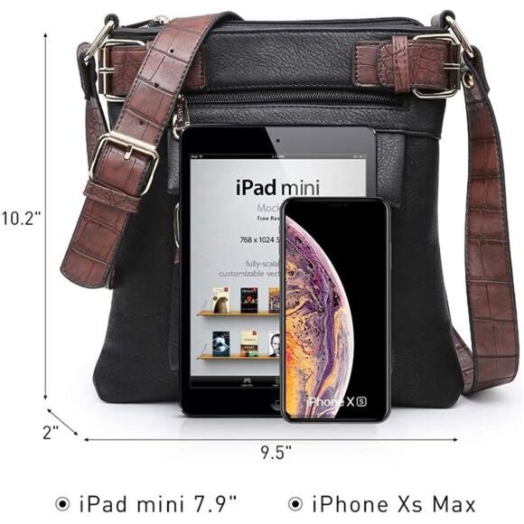 Women Lightweight Crossbody Bags Soft Vegan Leather Messenger Bag - Picture 3 of 7